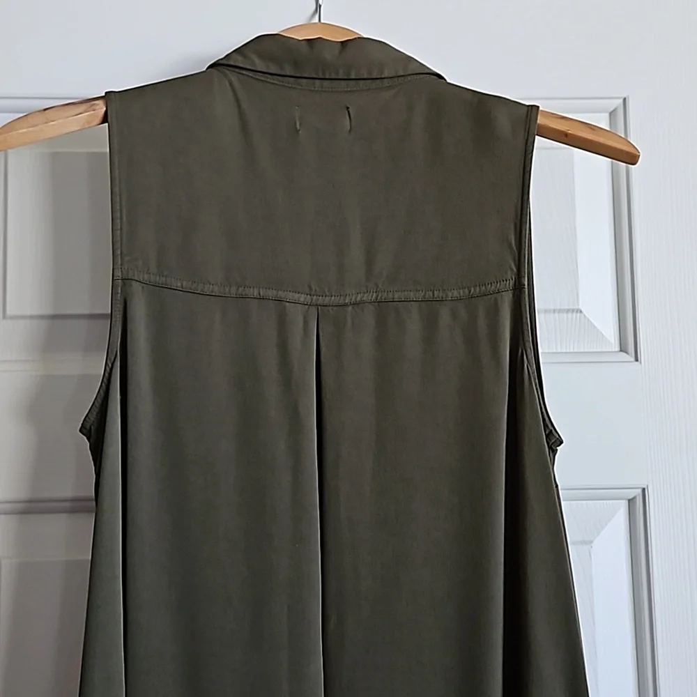 OLD NAVY Button Down Collared Tunic Dress sz M Ladies Hunter Green